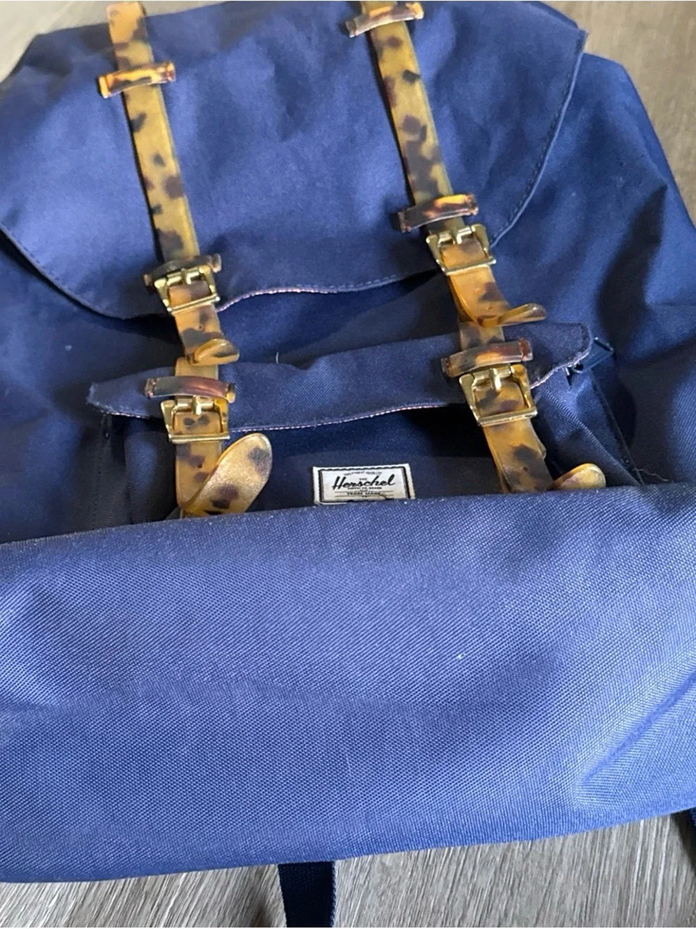 Herschel Supply Company Navy Backpack with Tortoiseshell-Pattern Straps